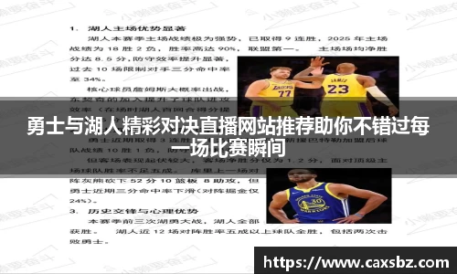 勇士与湖人精彩对决直播网站推荐助你不错过每一场比赛瞬间